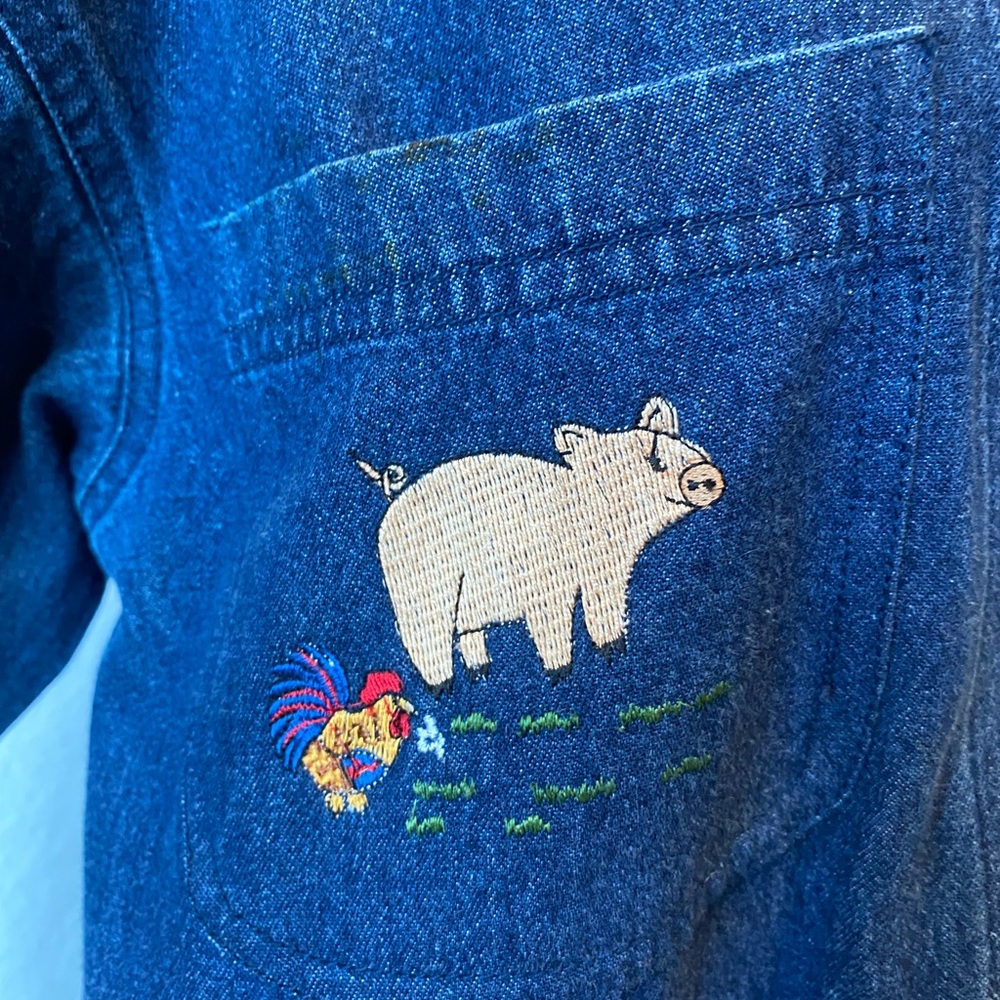 Vintage Farm Animals Embroidered Denim Oversized Jacket - Picture 2 of 8